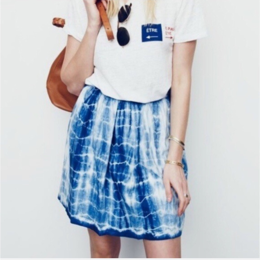 MADEWELL Blue Tie-Dye Linen Skirt